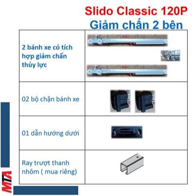 phụ kiện cửa lùa treo hafele giảm chấn 2 bên