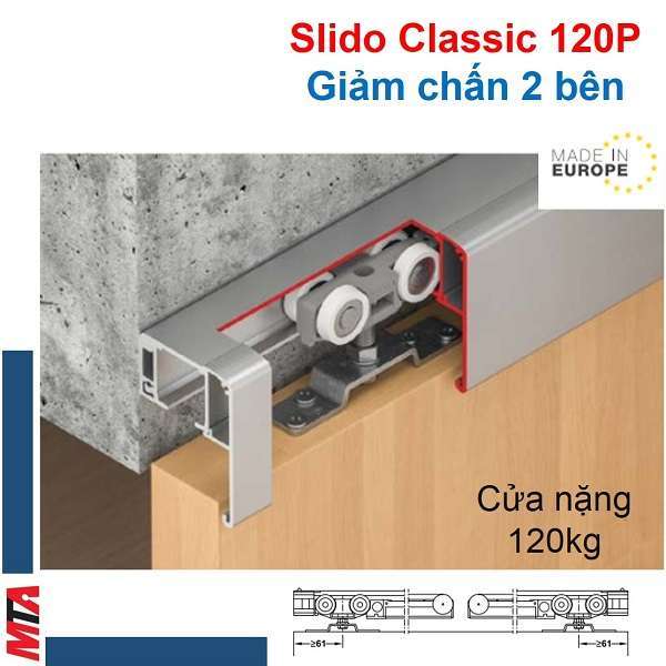 phụ kiện cửa lùa treo hafele 120P 941.02.039 giảm chấn 2 bên