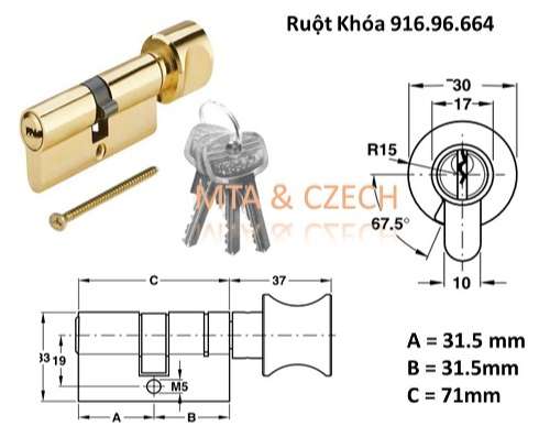 Khóa tay nắm gạt hafele 903.98.147 màu đồng bóng PVD 