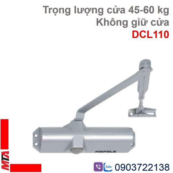 Cùi chỏ hơi hafele DCL110 931.84.229 không giữ cửa, trọng lượng cửa 45-60kg, chiều rộng cửa tương ứng 850-950mm, lắp nổi