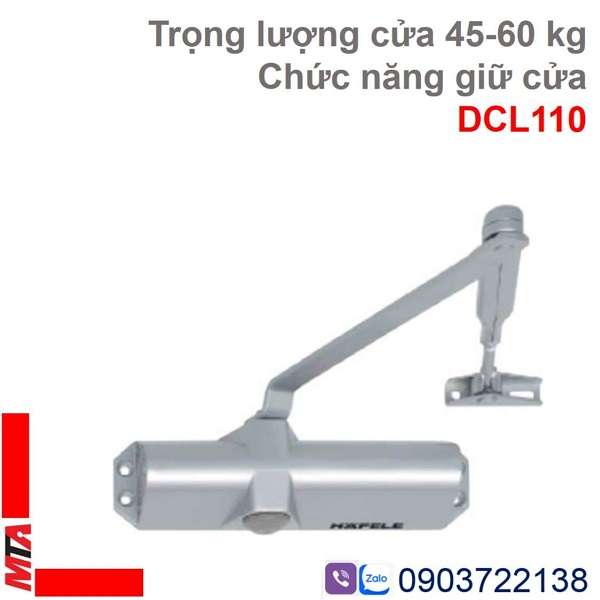 Cùi chỏ hơi Hafele DCl110 giữ cửa, trọng lượng cửa từ 45-60kg , chiều rộng cửa phù hợp 850-950mm, lắp nổi