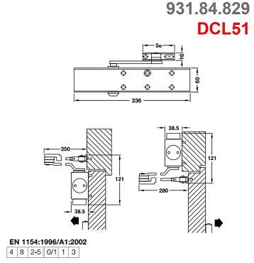 tay co thủy lực hafele DCl55 không giữ cửa dùng cho cửa nặng có trọng lượng từ 45-150kg