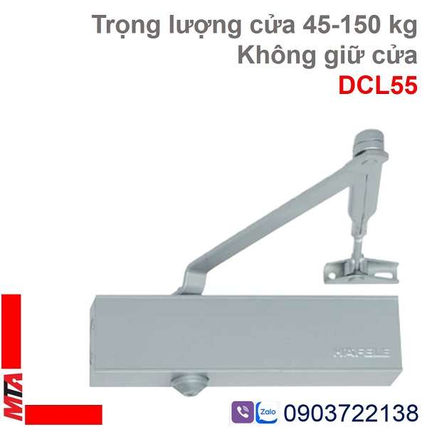 tay co thủy lực hafele DCL55 MSP 931.84.769 không giữ cửa, trọng lượng cửa từ 45-150kg, cửa rộng tương ứng từ 750-1400mm, lắp nổi