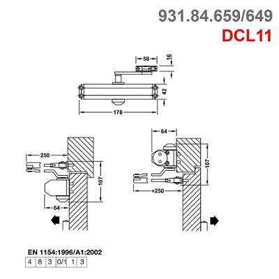 thông số tay đẩy thủy lực hafele 931.84.659