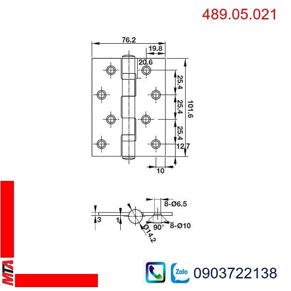 Bản lề cửa Hafele 489.05.021