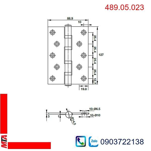 Bản lề cửa Hafele 489.05.023