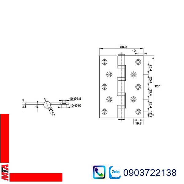 Bản lề inox 304 Hafele 926.20.053