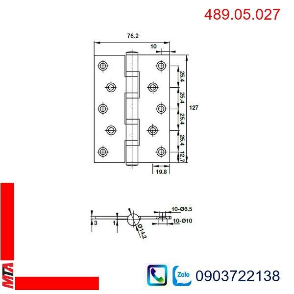 Bản lề inox Hafele 489.05.027