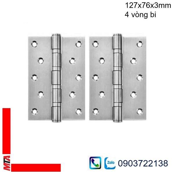 Bản lề inox Hafele DIY 489.05.027 inox mờ 127x76x3mm 4 vòng bi