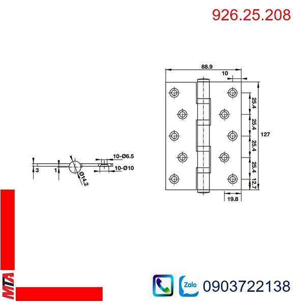 Bản lề lá Hafele 926.25.208