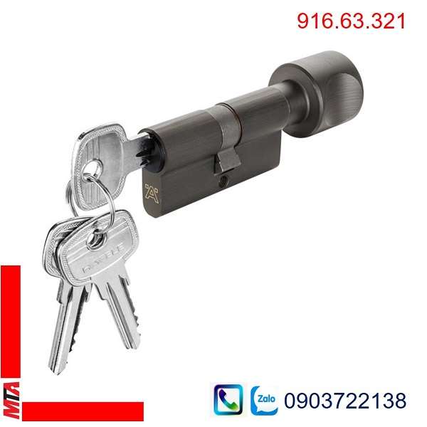 Ruột khóa Hafele 916.63.321 màu đen mờ dài 61mm cho cửa phòng