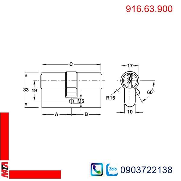 Ruột khóa Hafele 916.63.900