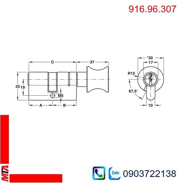 Ruột khóa Hafele 916.96.307