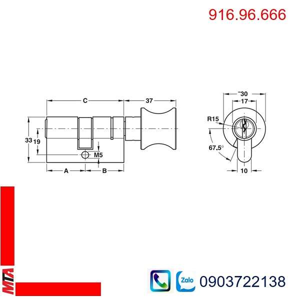 Ruột khóa Hafele 916.96.666