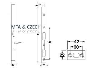 Chốt âm cửa gỗ Hafele 911.62.688 chiều cao 600mm 