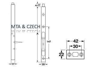 Chốt âm cửa gỗ Hafele 911.62.332 chiều cao 200mm 