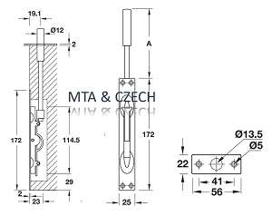 Chốt âm cửa gỗ Hafele 911.81.166 chiều cao 155mm 