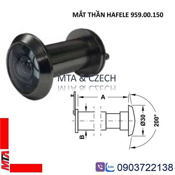 Mắt thần Hafele 959.00.150 góc nhìn 200º màu đen