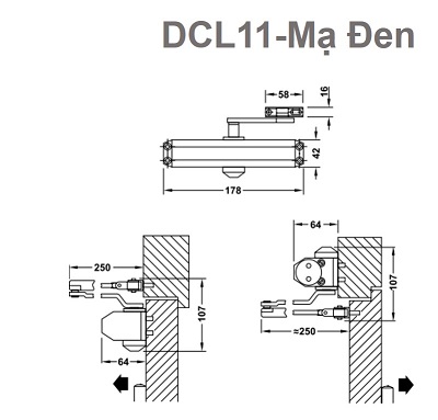 tay co thuy lực hafele DCL11 mạ đen