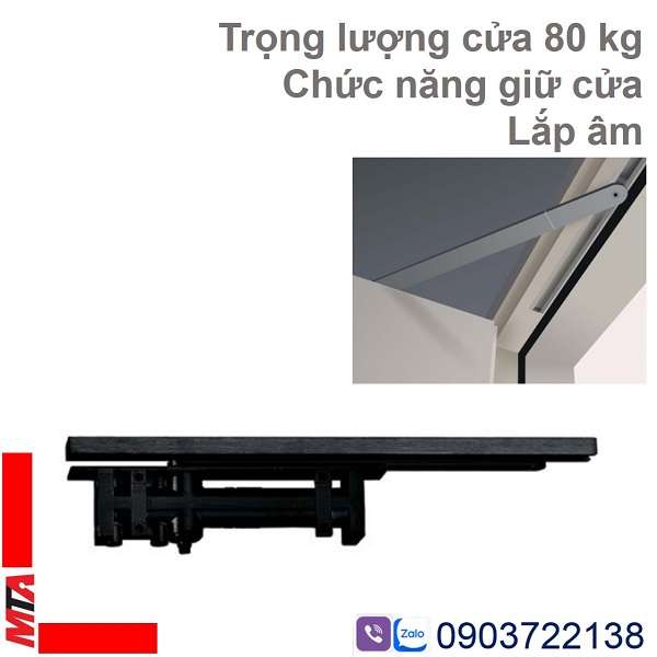 Tay co thủy lực âm hafele DCL31 MSP 931.84.087 mạ đen mờ cửa nặng 80kg, giữ cửa