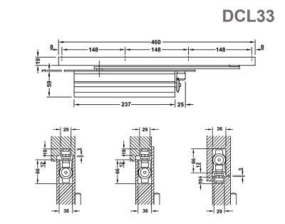 tay đẩy hơi âm hafele DCl33