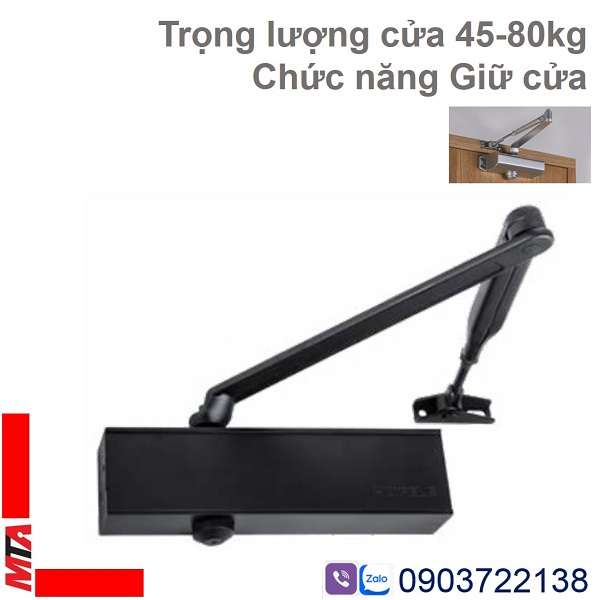 tay đẩy hơi hafele DCL15 931.84.078 mạ đen mờ, giữ cửa, cửa nặng 45-80kg