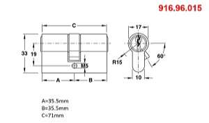 thông số kỹ thuật ruột khóa hafele 916.96.015