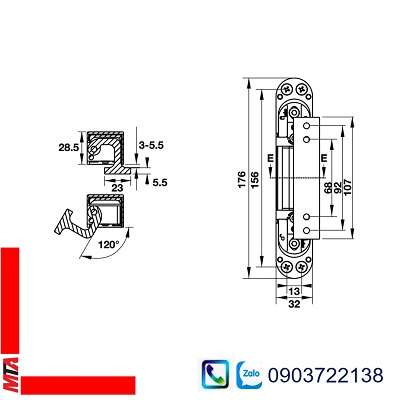 Bản lề âm Hafele 927.03.043 