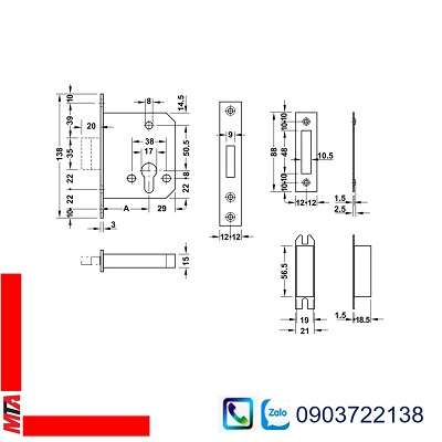 Thân khóa chốt chết Hafele 911.22.490 