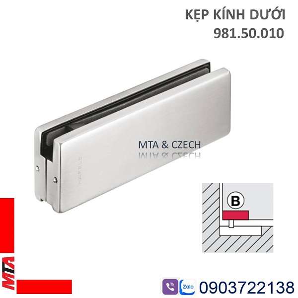 Kẹp Kính Cường Lực Hafele 981.50.010 màu inox mờ