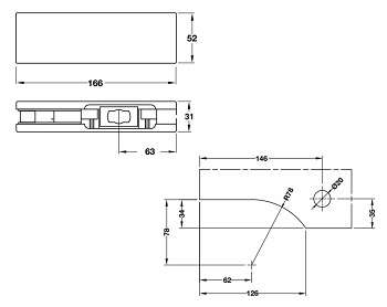 Kẹp Kính Hafele 981.00.654 Kẹp Kính Dưới 