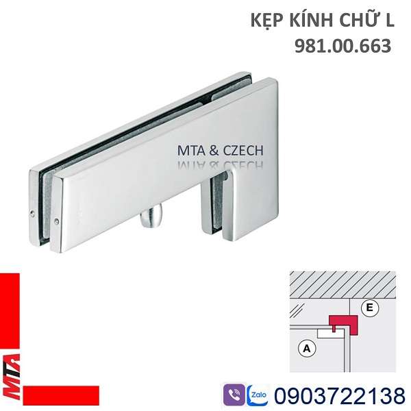 Kẹp Kính Chữ L Hafele 981.00.663 màu inox bóng