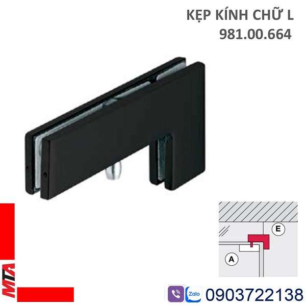 Kẹp Kính Chữ L Hafele 981.00.664 màu đen mờ