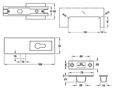 Khóa Kẹp Kính Hafele 981.50.030 Màu Inox Mờ