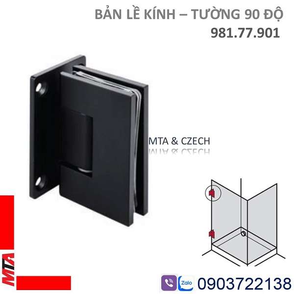 Bản Lề Kính Tường 90 Độ Hafele 981.77.901 Màu Đen Mờ