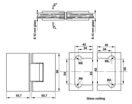 Bản Lề Kính - Kính 180 Độ Hafele 981.77.903 Màu Đen Mờ