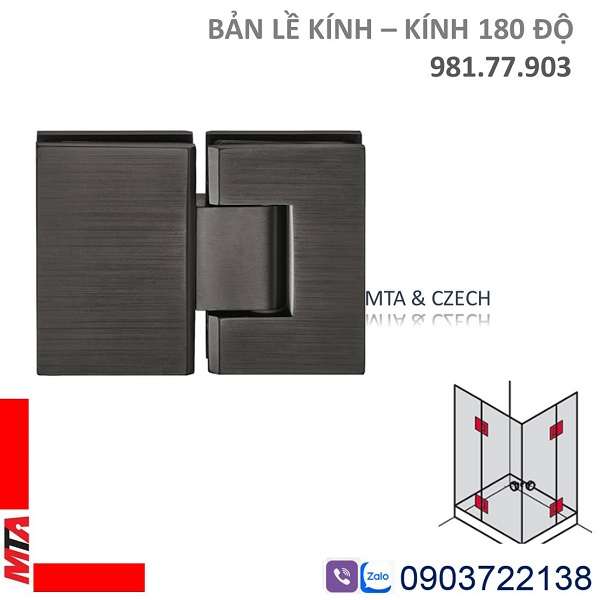 Bản Lề Kính - Kính 180 Độ Hafele 981.77.903 Màu Đen Mờ