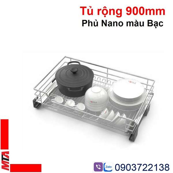 Giá xoong nồi Kosmo-C Hafele 549.08.428 dòng cappella phụ nano màu bạc cho tủ rộng 900mm