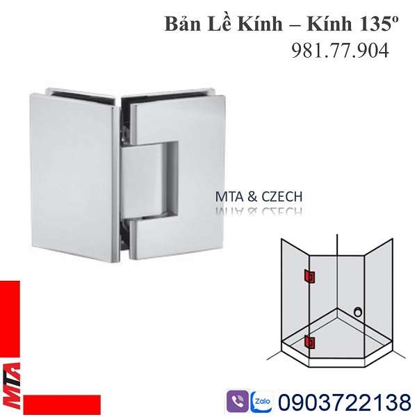 Bản Lề Kính - Kính 135º Hafele 981.77.904 Màu Chrome Bóng