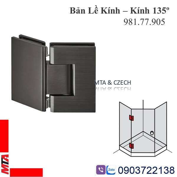 Bản Lề Kính - Kính 135º Hafele 981.77.905 Màu Đen Mờ