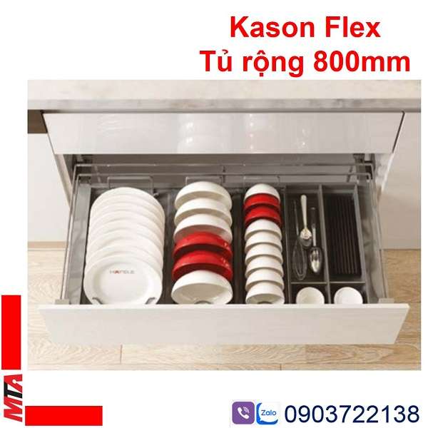 Giá để bát đĩa thương hieệu hafele Kosmo thuộc dòng sản phẩm Kason flexcho uủ rộng từ 600 đến 900 mm