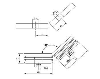 Kẹp Kính Kính 135 Độ Hafele 981.77.914 Màu Chrome Bóng