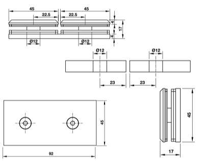 Kẹp Kính Kính 180 Độ Hafele 981.77.913 Màu Đen Mờ