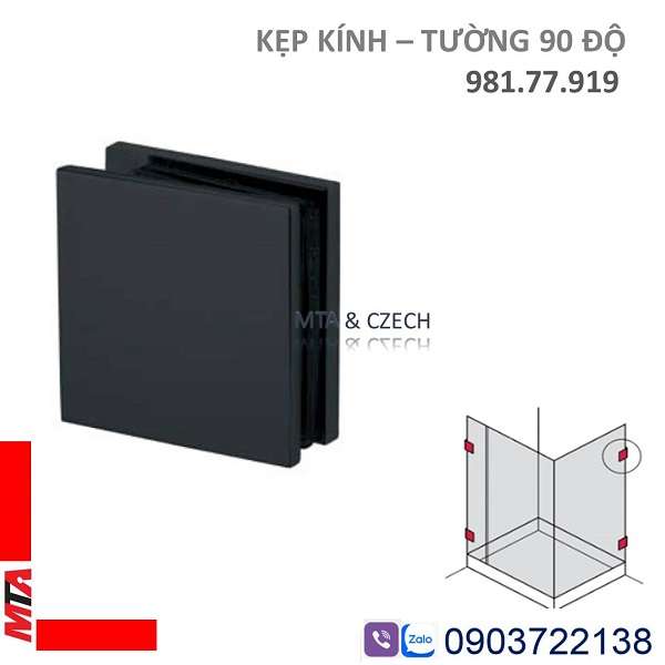 Kẹp Kính Tường 90 Độ Hafele 981.77.919 Màu Đen Mờ