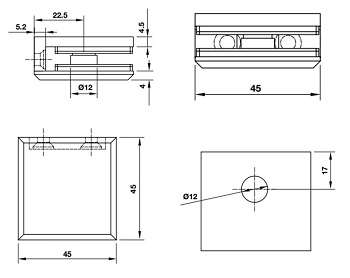 Kẹp Kính Tường 90 Độ Hafele 981.77.919 Màu Đen Mờ 