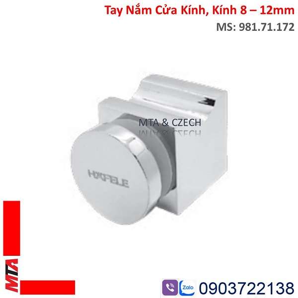 Tay Nắm Cửa Kính Hafele 981.71.172 Màu Chrome Bóng