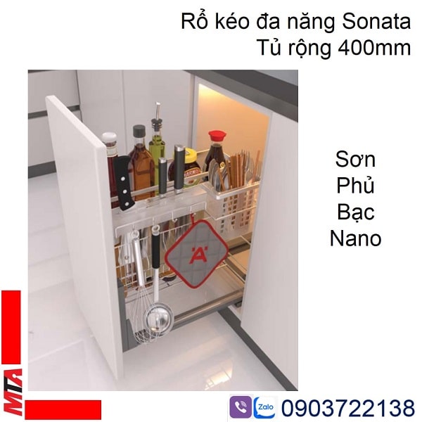 kệ để dao thớt hafele kosmo-C 549.20.415 dòng sonata phũ nano bạc. phù hợp với tủ rộng 400mm