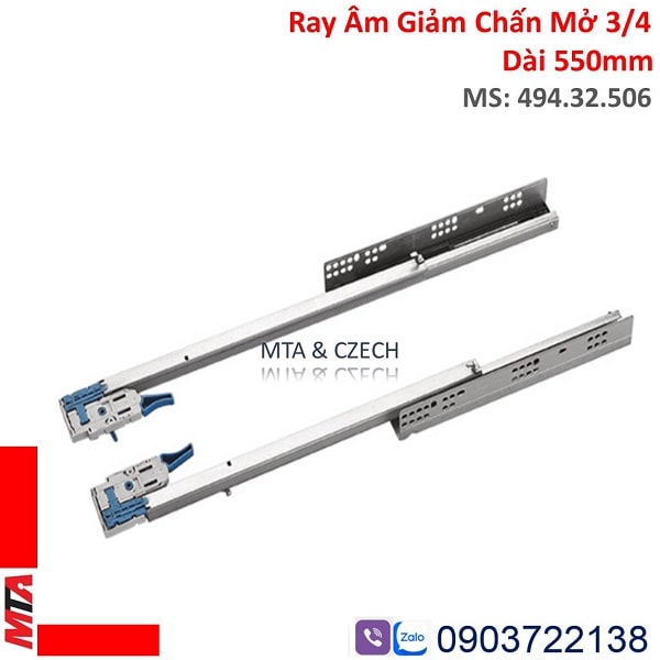 Ray Âm Giảm Chấn Hafele 550mm 494.32.506 Mở 3 phần 4