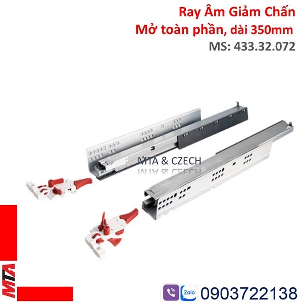 Ray Âm Giảm Chấn Hafele 350mm 433.32.072 Mở Toàn Phần