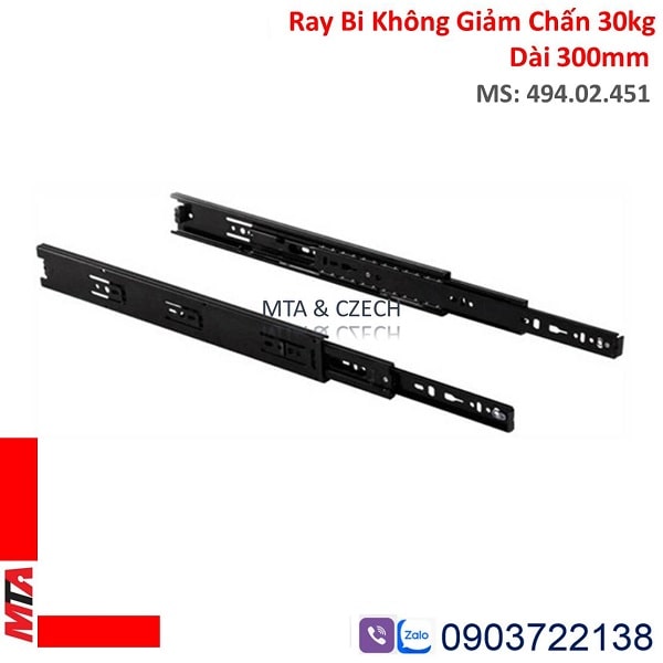 Ray Bi Không Giảm Chấn Hafele 494.02.451 Màu Đen Chiều Dài 300mm